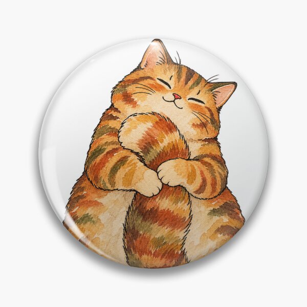 Item preview, Chubby Orange Tabby Cat Hugging Its Tail Watercolor designed and sold by Jessie's Palette.