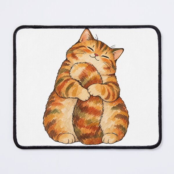 Item preview, Chubby Orange Tabby Cat Hugging Its Tail Watercolor designed and sold by Jessie's Palette.