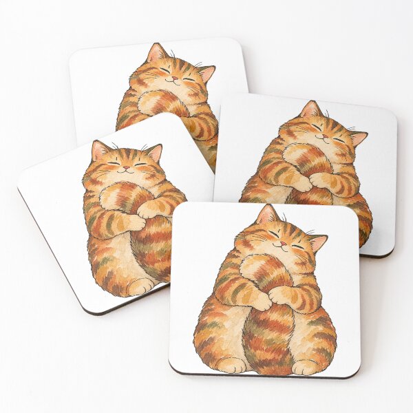 Item preview, Chubby Orange Tabby Cat Hugging Its Tail Watercolor designed and sold by Jessie's Palette.