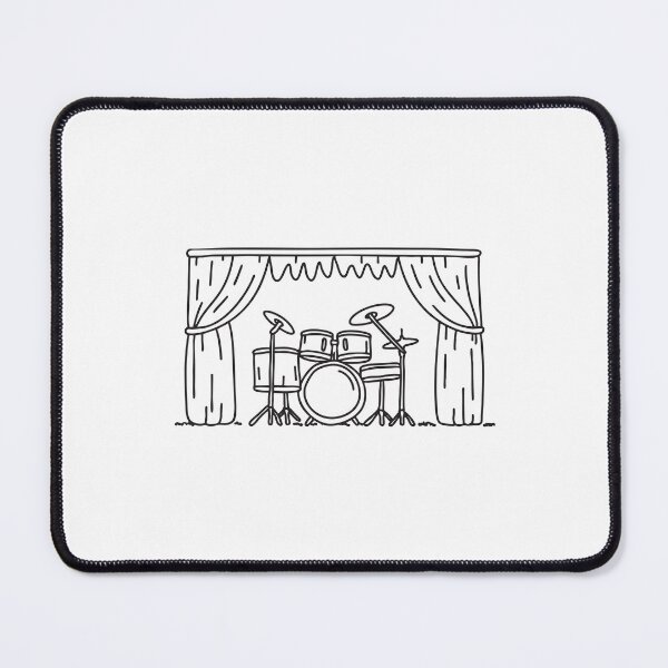 Item preview, Drum kit set up on an outdoor stage in doodle sketch designed and sold by rasagamastore.