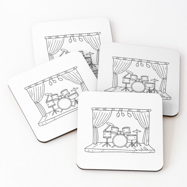 Item preview, Percussion set arranged on an open air platform in doodle sketch designed and sold by rasagamastore.