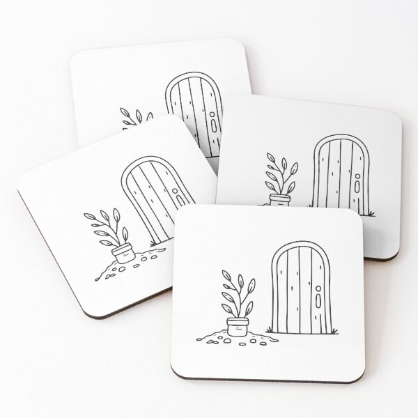 Item preview, Fallen greenery lying beside an entrance in doodle sketch designed and sold by rasagamastore.