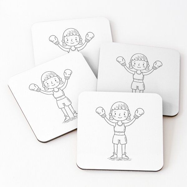 Item preview, Female boxer lifting gloves in victory in doodle sketch designed and sold by rasagamastore.