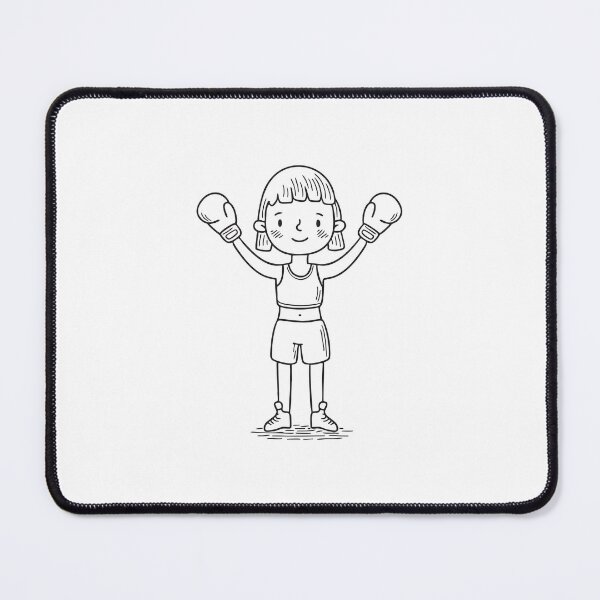 Item preview, Female boxer lifting gloves in victory in doodle sketch designed and sold by rasagamastore.