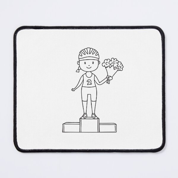 Item preview, Female cyclist holding flowers on the podium in doodle sketch designed and sold by rasagamastore.
