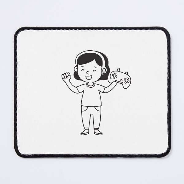 Item preview, Female gamer cheering with a controller in hand in doodle sketch designed and sold by rasagamastore.