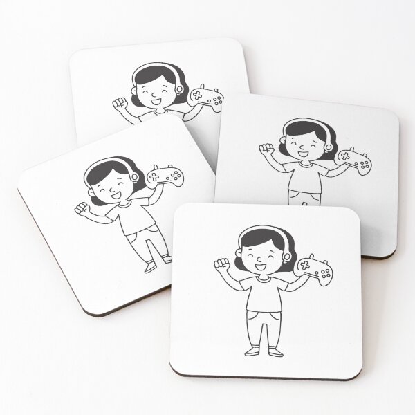 Item preview, Female gamer cheering with a controller in hand in doodle sketch designed and sold by rasagamastore.