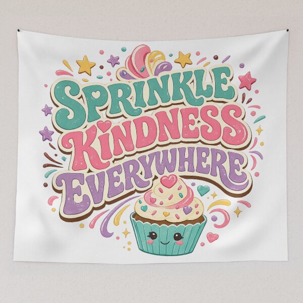 Item preview, Sprinkle Kindness Everywhere Cute Cupcake Positive Quote Kawaii Art designed and sold by inkoutninja.