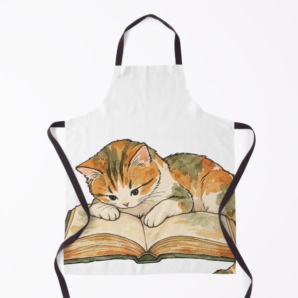 Item preview, Calico Kitten Reading an Open Book Watercolor designed and sold by Jessie's Palette.