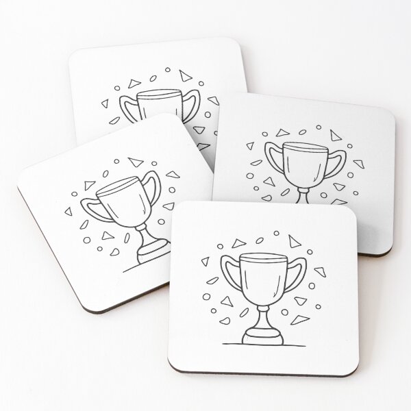Item preview, Gold cup surrounded by confetti in doodle sketch designed and sold by rasagamastore.