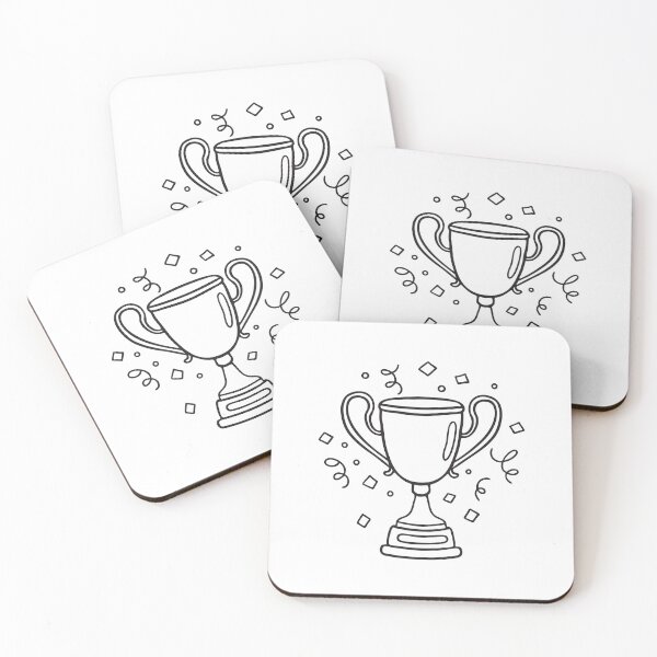 Item preview, Victory trophy encircled by falling confetti in doodle sketch designed and sold by rasagamastore.