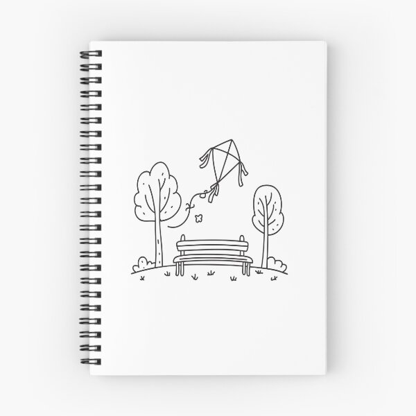 Item preview, Kite flying above a quiet park in doodle sketch designed and sold by rasagamastore.