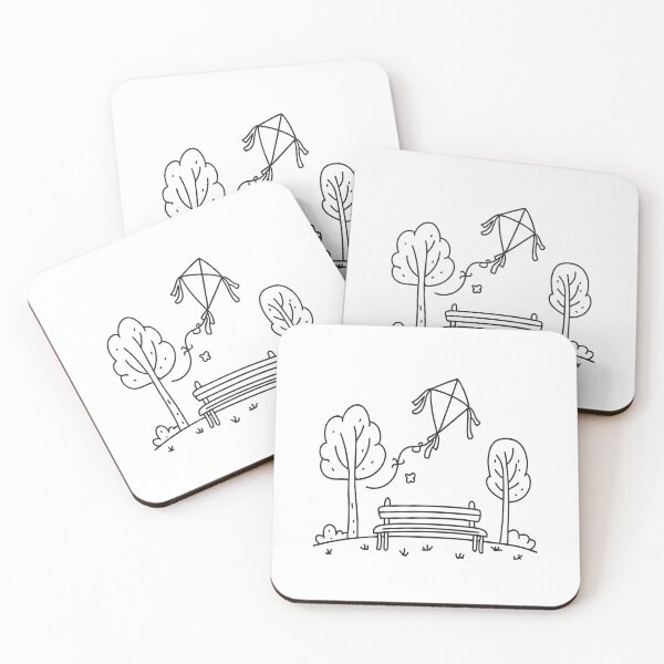 Item preview, Kite flying above a quiet park in doodle sketch designed and sold by rasagamastore.