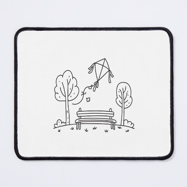 Item preview, Kite flying above a quiet park in doodle sketch designed and sold by rasagamastore.