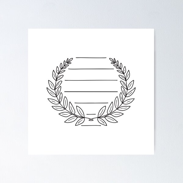 Item preview, Laurel wreath lying on a wooden table in doodle sketch designed and sold by rasagamastore.