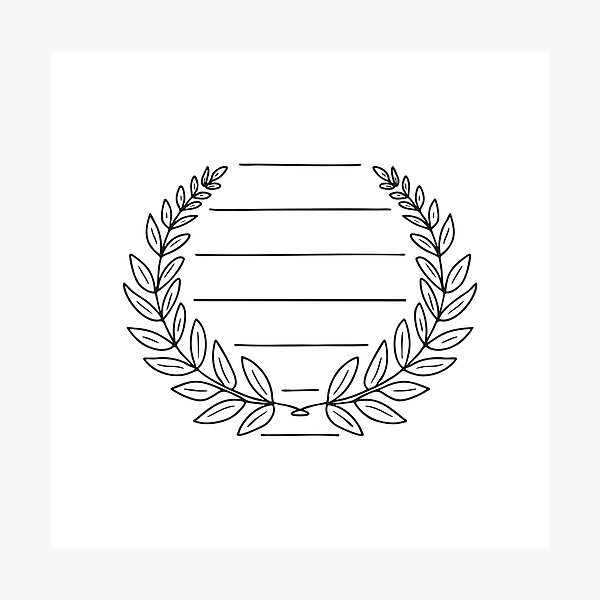 Item preview, Laurel wreath lying on a wooden table in doodle sketch designed and sold by rasagamastore.
