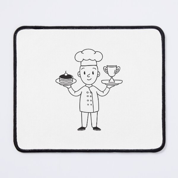 Item preview, Male chef holding a winning dish on a plate in doodle sketch designed and sold by rasagamastore.