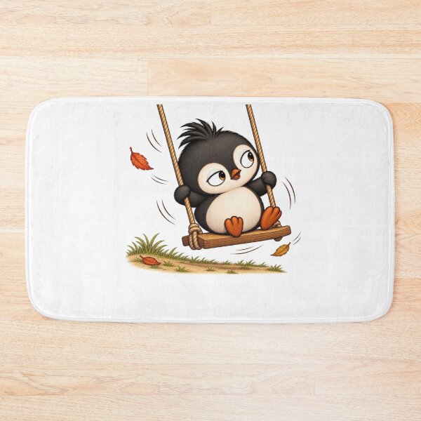 Item preview, Cute Penguin on a Wooden Swing | Adorable Autumn Swing Penguin Art designed and sold by MrDev.