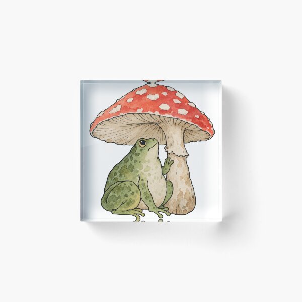 Item preview, Frog Under a Red Toadstool Cottagecore Watercolor designed and sold by Jessie's Palette.