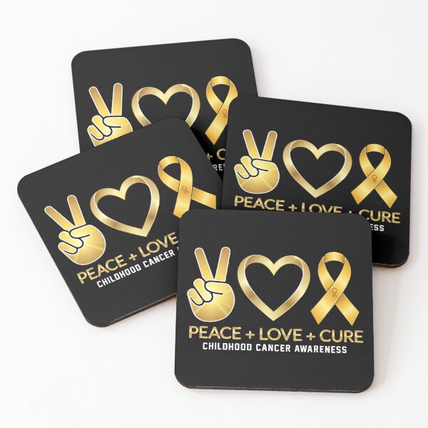 Item preview, Childhood Cancer Awareness Peace Love Cure Gold Ribbon designed and sold by HUTEND.