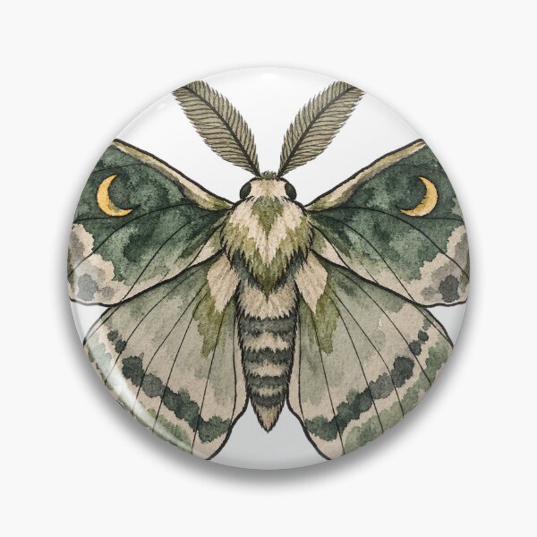 Item preview, Green Gothic Moth with Crescent Moons Watercolor designed and sold by Jessie's Palette.