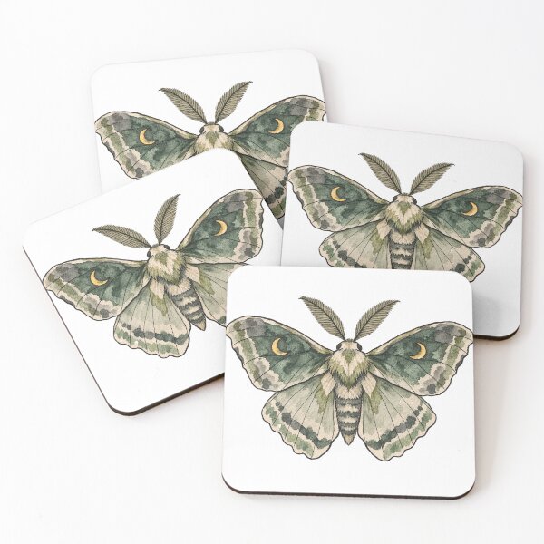 Item preview, Green Gothic Moth with Crescent Moons Watercolor designed and sold by Jessie's Palette.