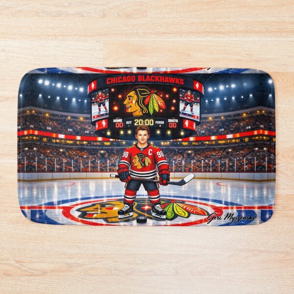 Item preview, Connor Bedard Chicago Blackhawks Captain Center Ice Hockey Art – Full Body Digital Cartoon designed and sold by The Art Queen Of Michigan .