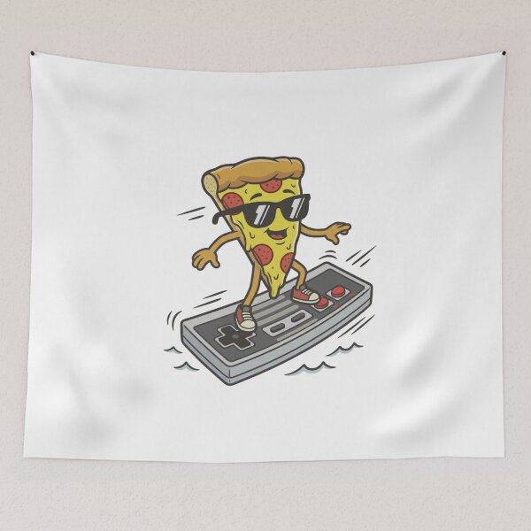 Item preview, Pizza surfs across a giant NES controller design designed and sold by gorillazone_co.