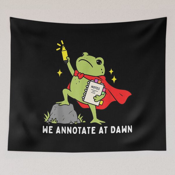 Aperçu de l'œuvre Nous annotons à l'aube Professeur d'anglais Lecteur de grenouille drôle créée et vendue par Lalanian-Shop.