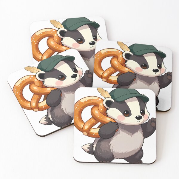Item preview, European Badger Carrying Giant Pretzel on Shoulder designed and sold by pumsquare.