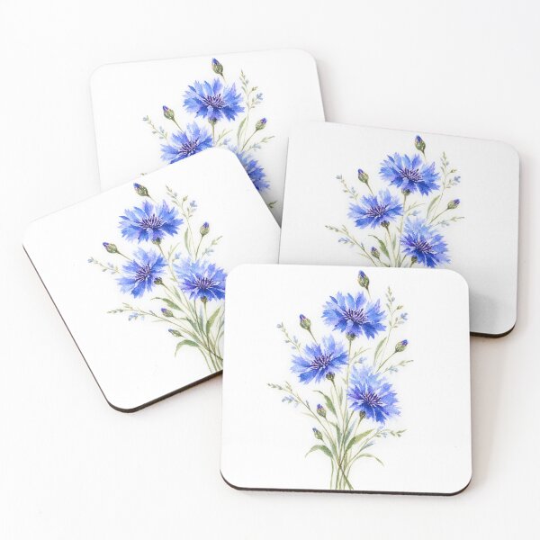Item preview, Blue Cornflower Bouquet Watercolor Wildflower Floral Botanical Art designed and sold by ChubbyGoong.