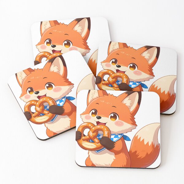 Item preview, Baby Red Fox Munching Big Bavarian Pretzel designed and sold by pumsquare.