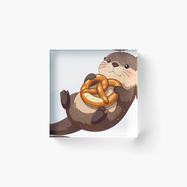 Item preview, Cute River Otter Floating on Giant Pretzel Raft designed and sold by pumsquare.