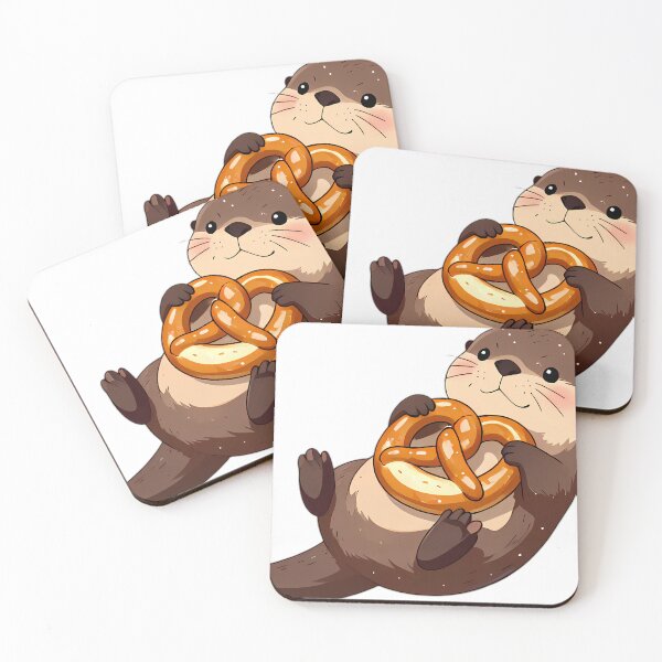 Item preview, Cute River Otter Floating on Giant Pretzel Raft designed and sold by pumsquare.