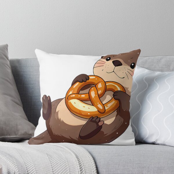 Item preview, Cute River Otter Floating on Giant Pretzel Raft designed and sold by pumsquare.