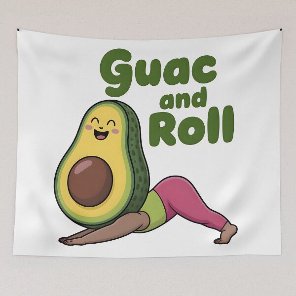 Item preview, Guac and Roll Cute Avocado Yoga Funny Food Pun designed and sold by ART BOND.