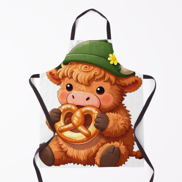 Item preview, Baby Highland Cow Munching Big Pretzel designed and sold by pumsquare.