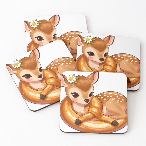 Item preview, Baby Fawn Resting Chin on Warm Pretzel Pillow designed and sold by pumsquare.