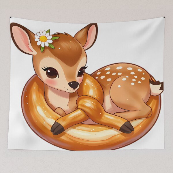 Item preview, Baby Fawn Resting Chin on Warm Pretzel Pillow designed and sold by pumsquare.