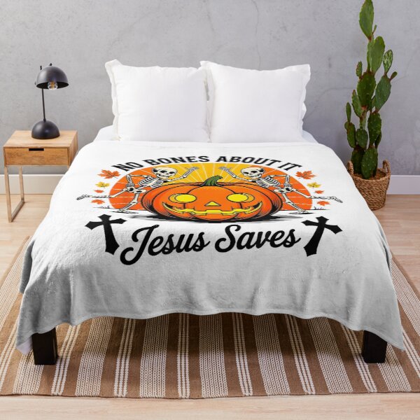 Item preview, Funny No Bones About Jesus Saves Pumpkin Skeleton Halloween designed and sold by Quaticsapp.