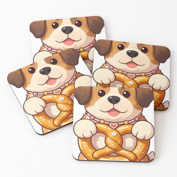 Item preview, Saint Bernard Puppy with Gingerbread Heart and Pretzel designed and sold by pumsquare.