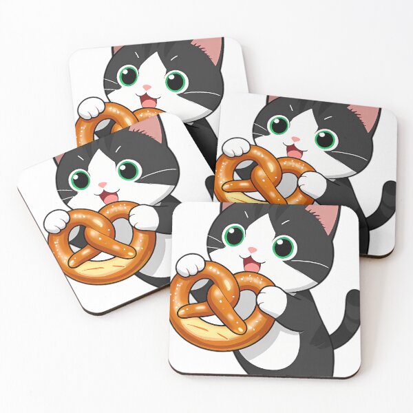 Item preview, Tuxedo Kitten Playfully Biting Bavarian Pretzel Knot designed and sold by pumsquare.