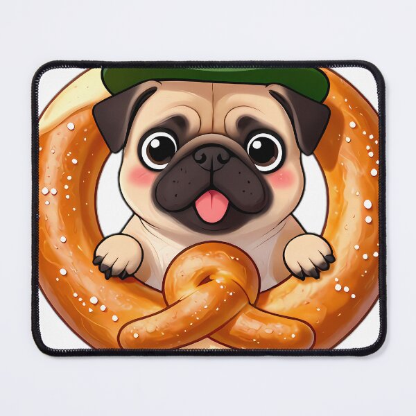 Item preview, Chubby Pug Puppy Peeking Through Giant Pretzel designed and sold by pumsquare.