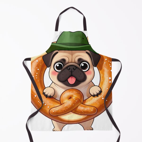 Item preview, Chubby Pug Puppy Peeking Through Giant Pretzel designed and sold by pumsquare.