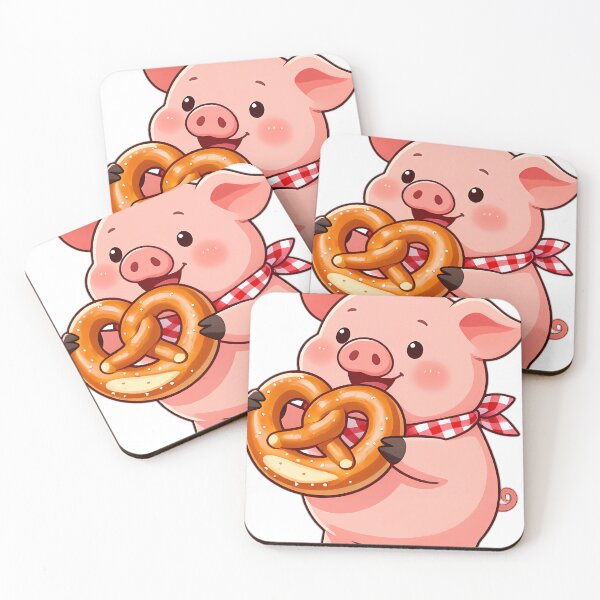 Item preview, Rosy Piglet Munching Big Bavarian Pretzel designed and sold by pumsquare.