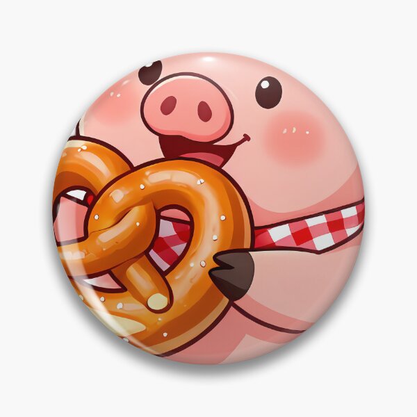 Item preview, Rosy Piglet Munching Big Bavarian Pretzel designed and sold by pumsquare.