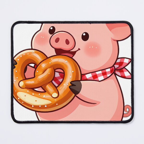 Item preview, Rosy Piglet Munching Big Bavarian Pretzel designed and sold by pumsquare.