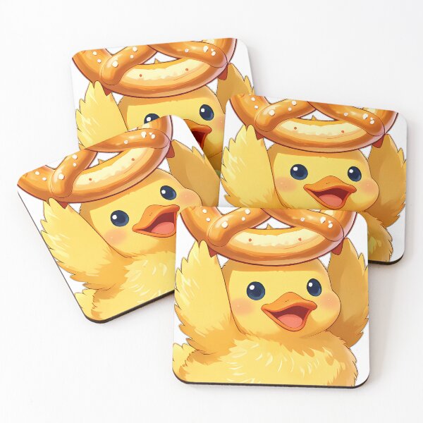 Item preview, Fluffy Yellow Duckling Hoisting Pretzel Like a Crown designed and sold by pumsquare.