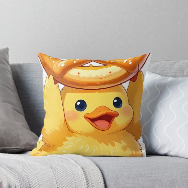 Item preview, Fluffy Yellow Duckling Hoisting Pretzel Like a Crown designed and sold by pumsquare.