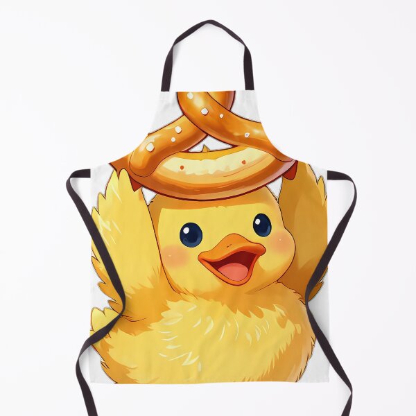 Item preview, Fluffy Yellow Duckling Hoisting Pretzel Like a Crown designed and sold by pumsquare.